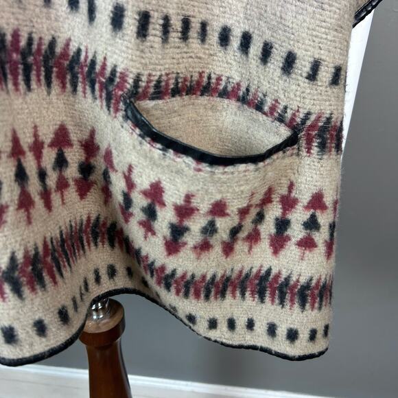 Lucky Brand sweater poncho one size aztec Vintage turtle neck‎ western wool - Picture 7 of 14
